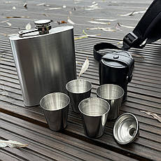 Подарункова фляга, стаканчики та лійка з чохлом