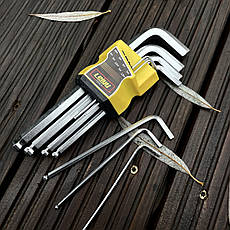 Набір шестигранних ключів (HEX) з кульковим кінцем — 9 шт