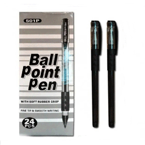 Ручки  масляні 501-p чорний стержинь  упаковка 24 шт