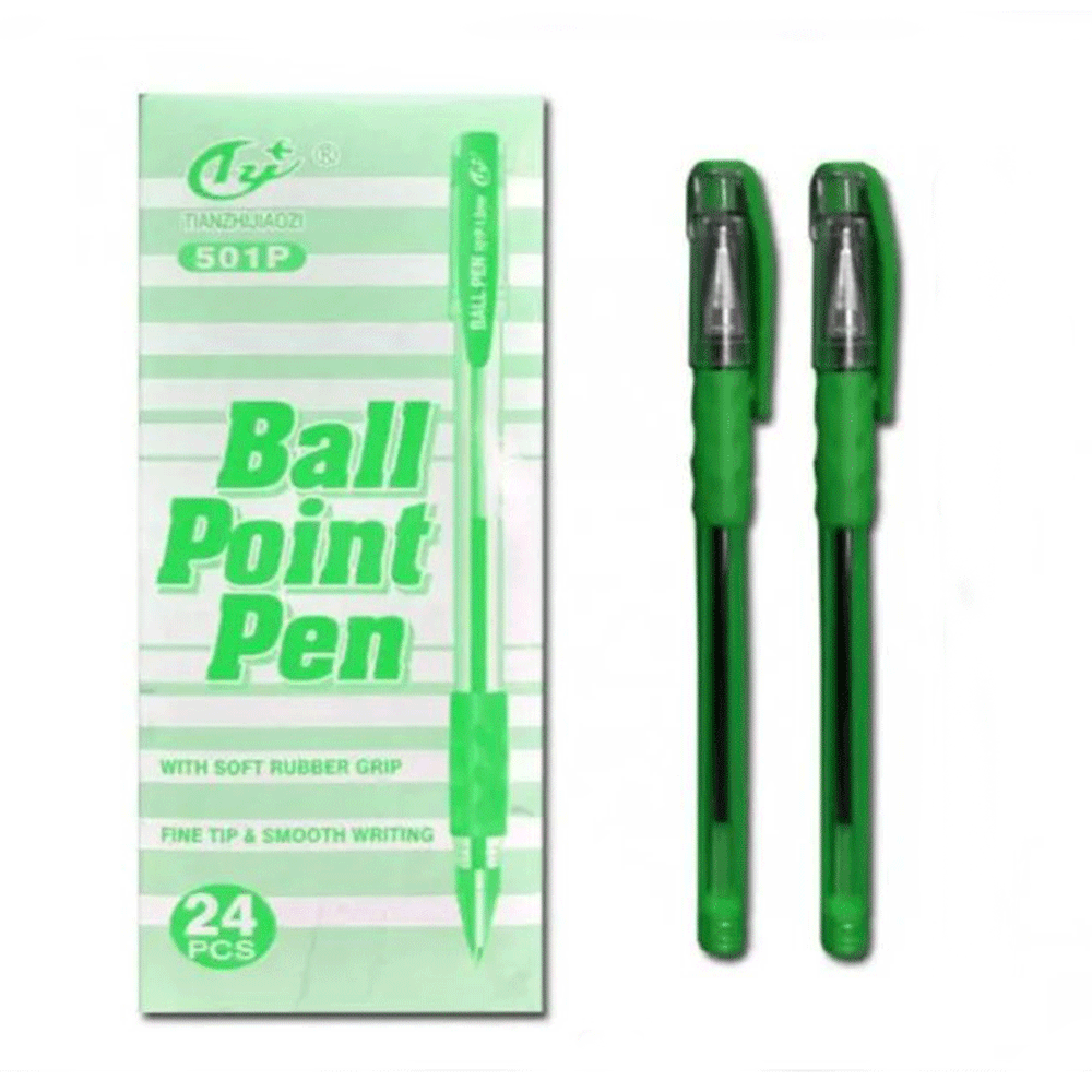 Ручки  масляні 501-p зелений стержинь  упаковка 24 шт, фото 1