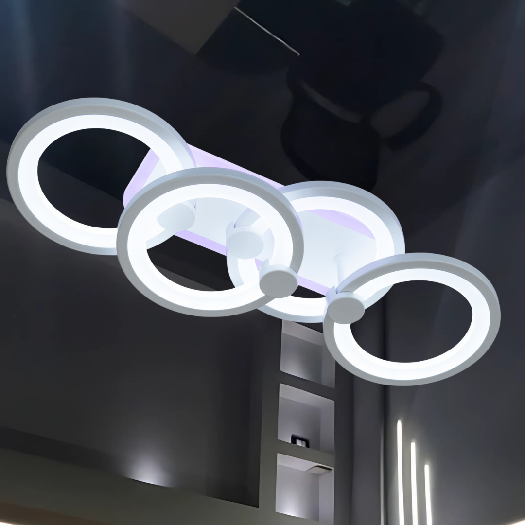 Люстра Led у вузьку кімнату Diasha 65W до 16 м² колір Білий H8022/2+2WH 3col dim, фото 1