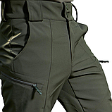 Брюки тактичні софтшел Soft Shell Military в кольорі олива, фото 4