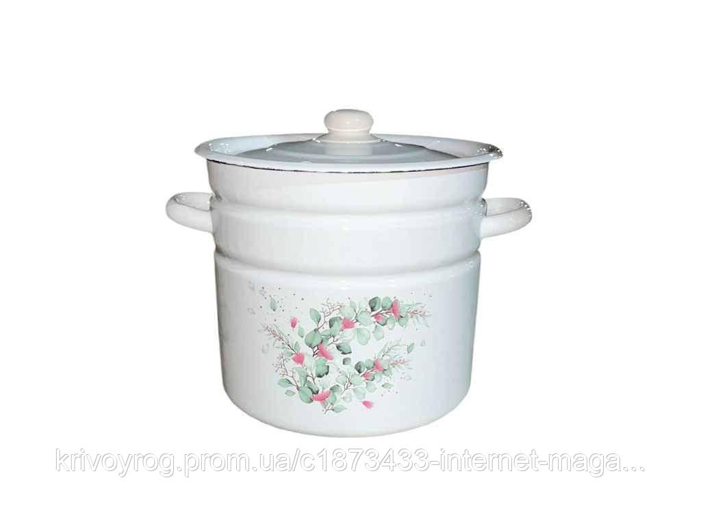 Каструля ем. 12л /2 циліндрична Евкаліпт (біла) I1624/2 ТМ IDILIA, фото 1