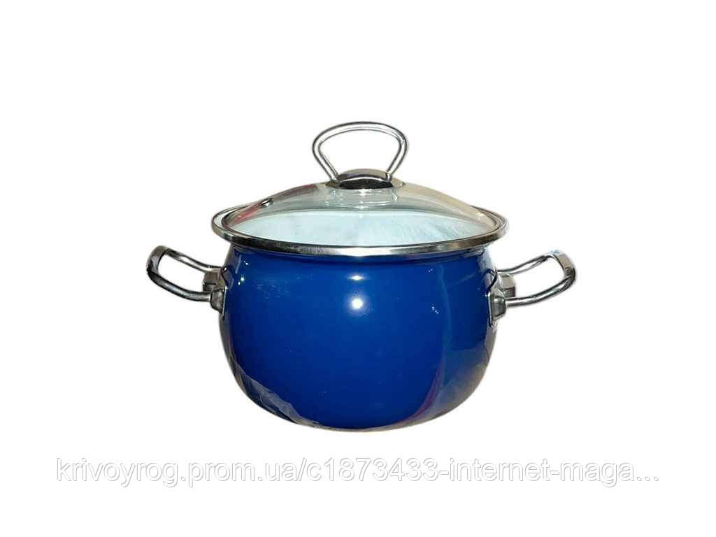 Каструля ем. 2,5л сферична з н/ж фурнітурою та скляною кришкою Валентина I819115 ТМ IDILIA, фото 1