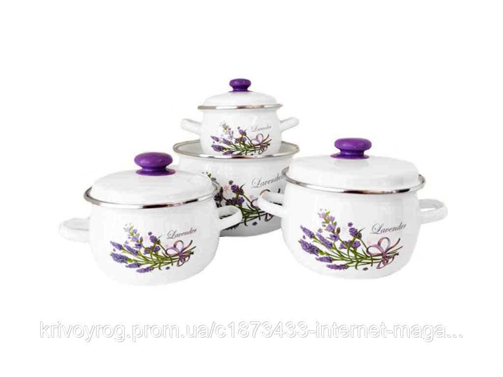 Набір посуду 4 предм. I929 Бузковий букет лаванди (біла) ТМ IDILIA, фото 1