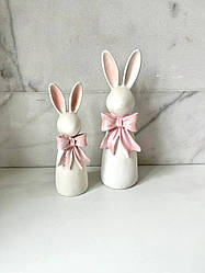 Кролик з бантом 25 см кераміка Dragimex рожевий