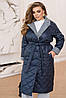 Р-ри 46-68 Демісезонне стьобане пальто з поясом Гусяча Лапка, фото 4