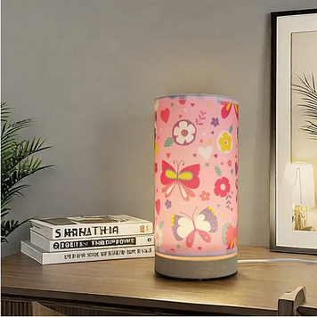 Настільна лампа на дерев'яній підставці USB WSTOO12B butterfly пірван абажур