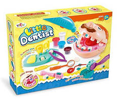 Ігровий набір пластилін Містер зубастик Стоматолог 6818-3, аксесуари, трафарети, бормашинка, 4 кольори тіста