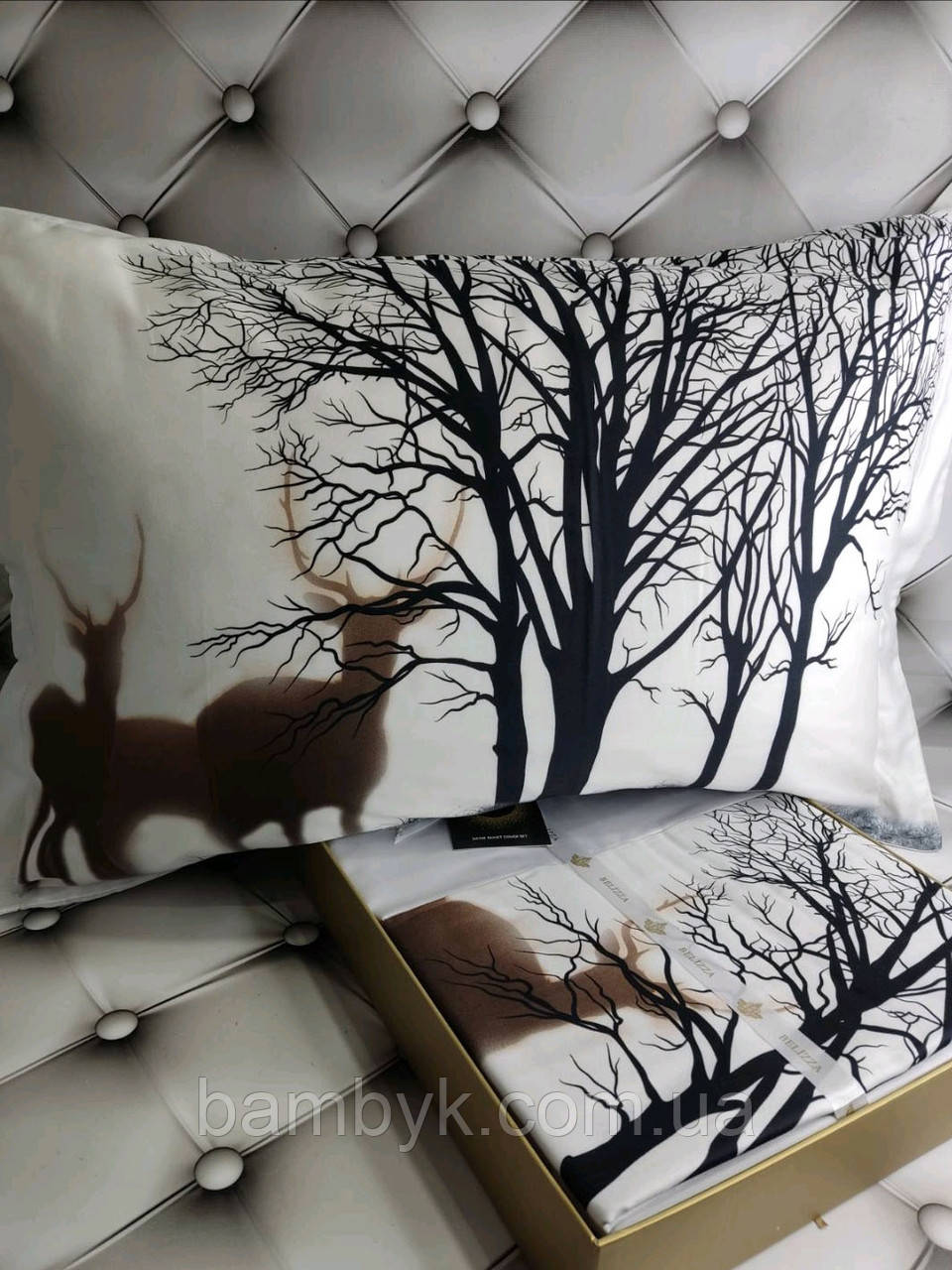 Постільна білизна Belizza "Foresby" сатин Dijital 3D преміум євро-розміру бавовняна Туреччина, фото 1