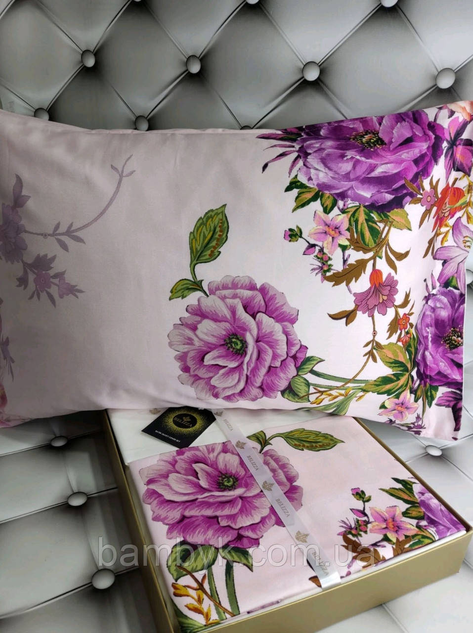 Постільна білизна Belizza "Goldy" сатин Dijital 3D преміум євро-розміру бавовняна Туреччина