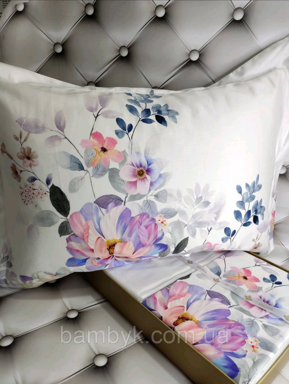 Постільна білизна Belizza "Rozy" сатин Dijital 3D преміум євро-розміру бавовняна Туреччина