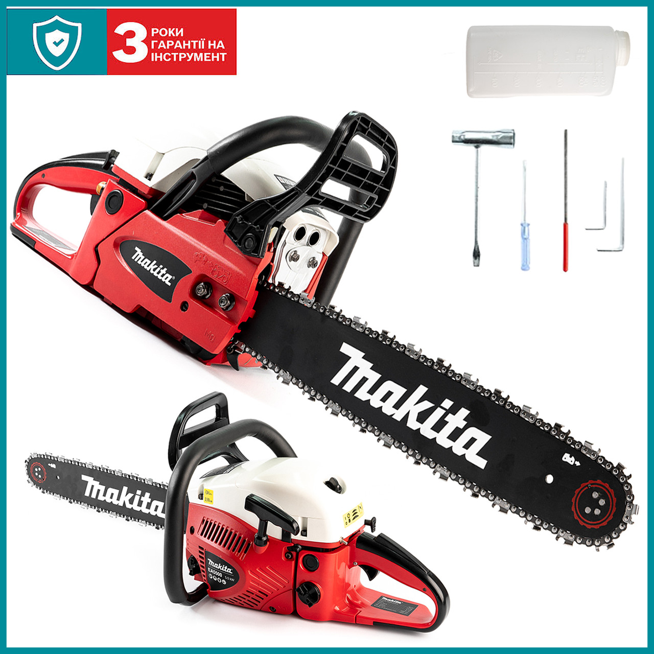 Бензинова ланцюгова пила Makita EA5500 Red ( 5,5 кВт із шиною 45 см) Потужна бензопила Макіта для дров bs