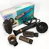 Фен стайлер VGR V-491 6 в 1 для укладання волосся 1000 Вт + 6 насадок Фен-щітка для завивання волосся професійний, фото 8