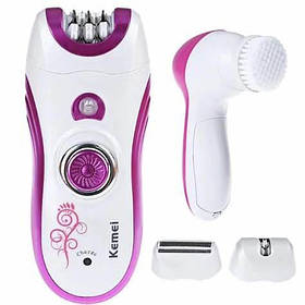 Епілятор 6 в 1 Kemei KM-3066, універсальний набір для епіляції, масажу та догляду за шкірою, з різними насадками