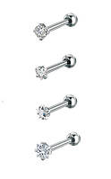 Набір з 4-х пусетів різних форм з цирконієм 3 мм