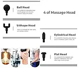 Портативний акумуляторний масажер для тіла + 4 насадки, ручний масажер, фото 7