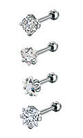 Набір з 4-х пусетів різних форм з цирконієм 5 мм.