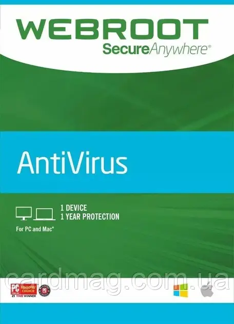 Антивірус Webroot SecureAnywhere на 1 рік 1 ПК (Ліцензійний ключ Windows/Mac)
