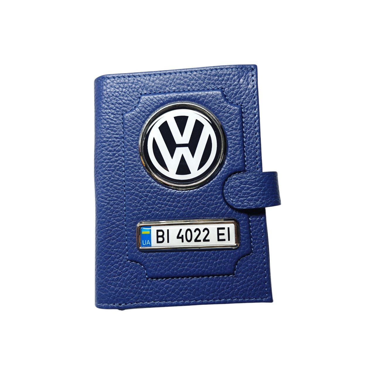 Портмоне для автодокументів Volkswagen white, натуральна шкіра синя