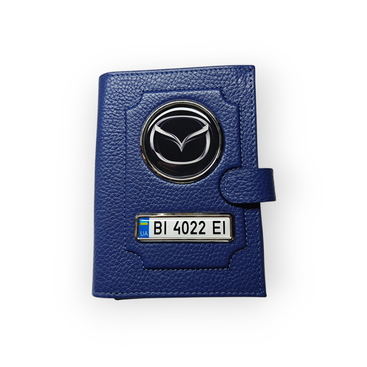 Портмоне для автодокументів Mazda, натуральна шкіра синя