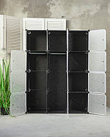 Шкаф для одежды гардеробный Складной пластиковый шкаф органайзер модульный для одежды универсальный 12 секций