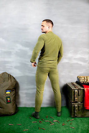 Термобілизна флісова 2-й шар, 260гр/м (светр+штани) олива, фото 2