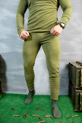 Термобілизна флісова 2-й шар, 260гр/м (светр+штани) олива, фото 1