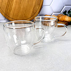 Набір кухлів із подвійними стінками 250 мл 2 шт Kamille Низькі, фото 4