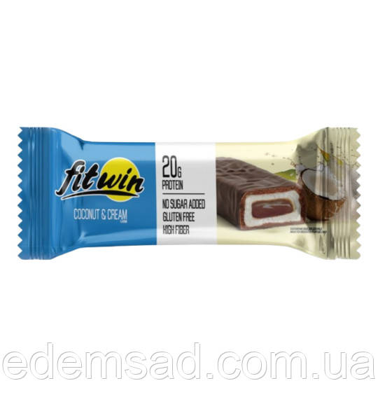 Протеїновий батончик FitWin Protein Bar 20%, 60 г. Кокос-крем., фото 1