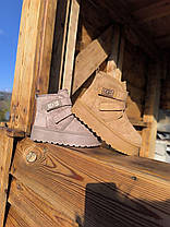 Угги UGG ботиночки БЕЖЕВЫЕ KHAKI на липучках и высокой подошве с лейбл утепленые женские зимние LQD, фото 3