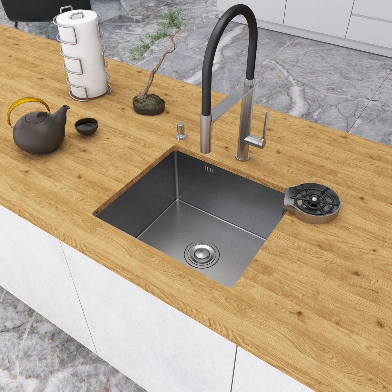 Кухонна мийка Nett NS-5045 нержавіюча прихована 3.0/1.5, фото 1