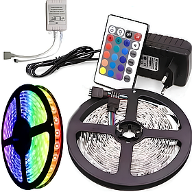 Світлодіодна стрічка LED 5050 RGB 5 м з пультом і блоком живлення