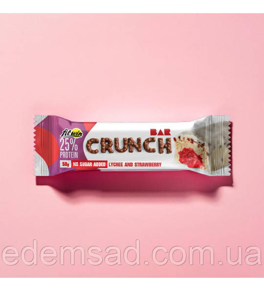 Протеїнові батончики FitWin, Crunch Bar "Лічі та полуниця"