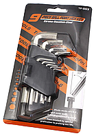 Набір шестигранних ключів 9 в 1, хромо-ванадій CR-V, блістер "YL-Tools", двосторонні, L-подібний