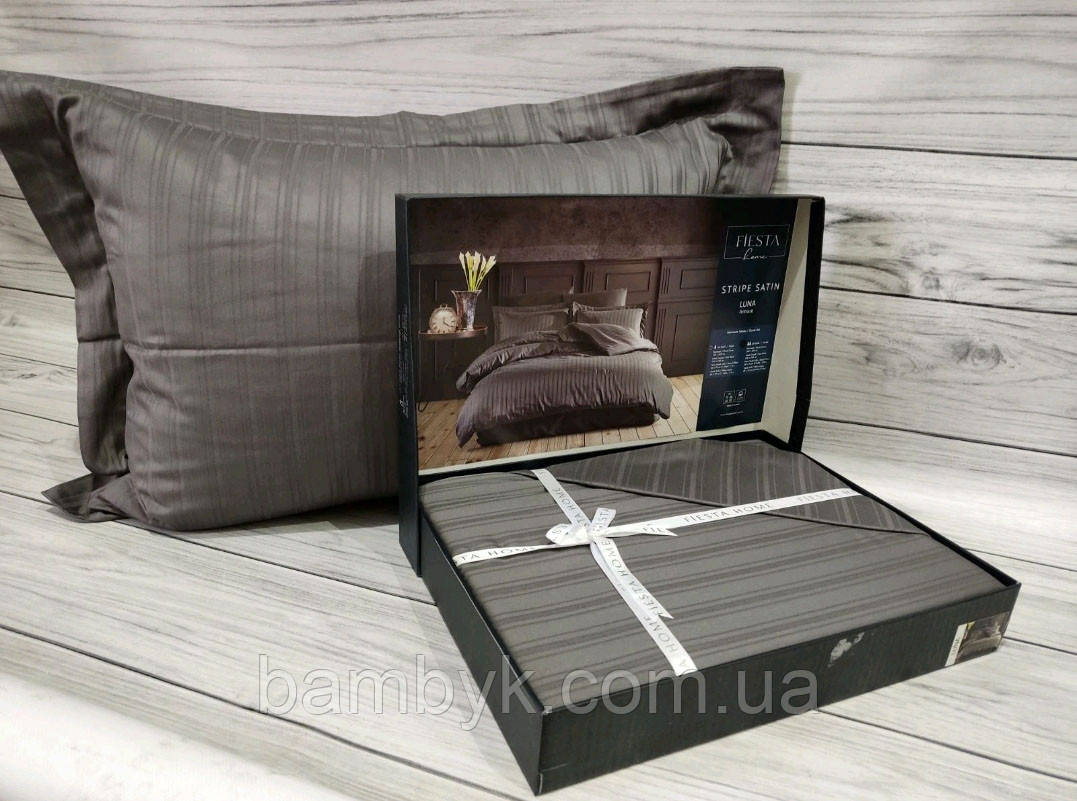 Постільна білизна Fiesta "Luna" сатин жаккард stripe преміум євро-розміру бавовняна Туреччина, фото 1