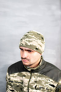 Шапка флісова борт, 260гр/м, піксель