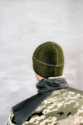 Шапка флісова борт, 260гр/м, олива, фото 3