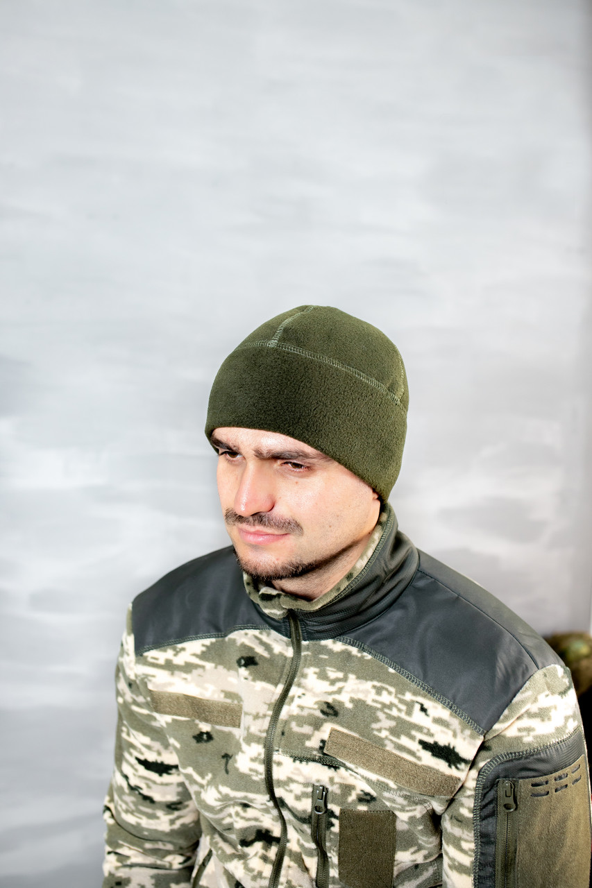 Шапка флісова борт, 260гр/м, олива