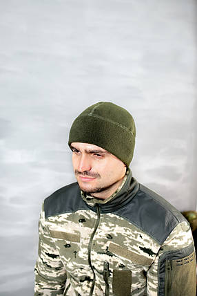 Шапка флісова борт, 260гр/м, олива, фото 1