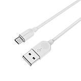 Кабель BOROFONE BX14 USB to Micro 2.4A, 1m, PVC, TPE connectors, White (BX14M1W), фото 2