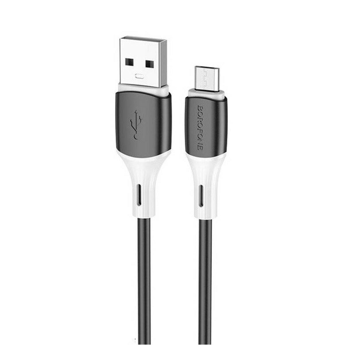 Кабель BOROFONE BX79 USB to Micro 2.4A, 1m, silicone, silicone connectors, Black (BX79MB)