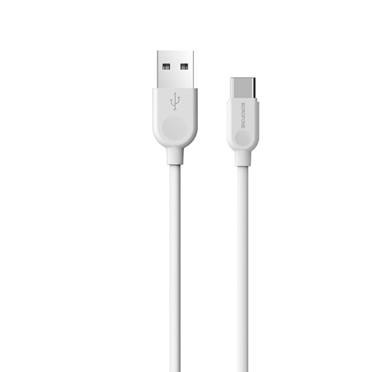 Кабель BOROFONE BX14 USB to Type-C 2.4A, 3m, PVC, TPE connectors, White (BX14C3W)