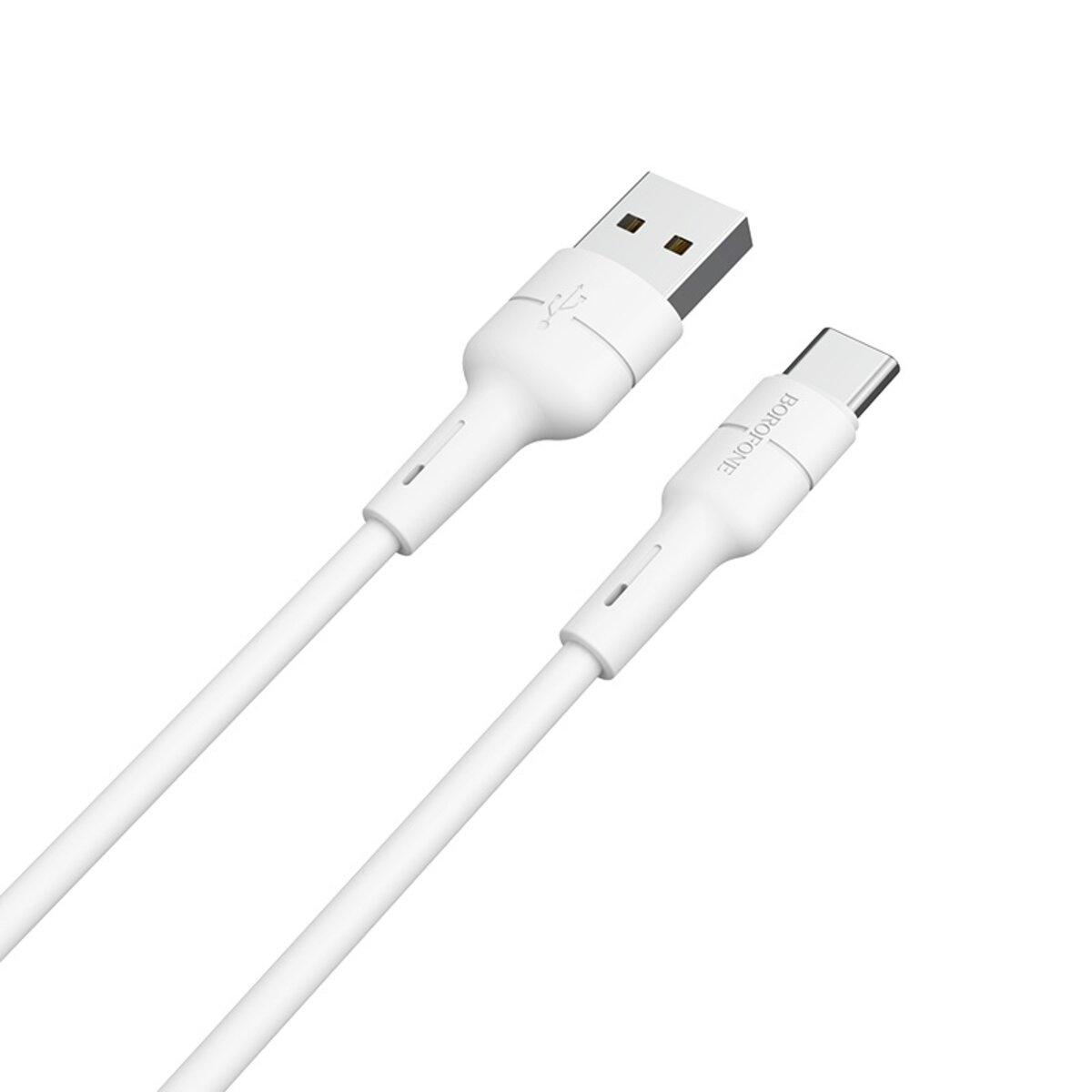 Кабель BOROFONE BX30 USB to Type-C, 3A, 1m, silicone, TPE connectors, White (BX30CW)