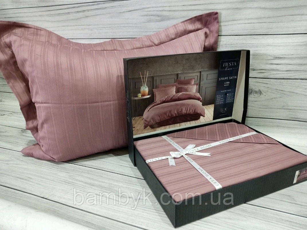 Постільна білизна Fiesta "Luna" сатин жаккард stripe преміум євро-розміру бавовняна Туреччина, фото 1