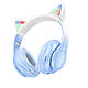 Бездротові дитячі Bluetooth навушники BIG HOCO W42 Cat Ear навушники з вушками та LED підсвіткою, сині, фото 3