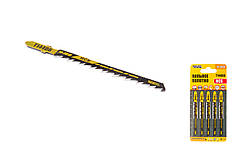 Полотно пиляльне для лобзика MASTERTOOL T144DB 5 шт дерево/пластик швидкий прямий розріз/реверс 6TPI/100 мм