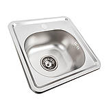 Кухонна мийка з нержавіючої сталі Platinum ДЕКОР 3838 (0,6/160 мм), фото 2