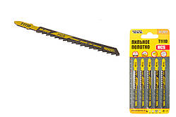 Полотно пиляльне для лобзика MASTERTOOL T111D 5 шт дерево/пластик швидке пряме різання 6TPI/100 мм basic 14-2817