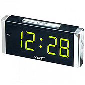 Електронний дротовий цифровий годинник VST 731 Зелена підсвітка